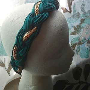 Thick Braided Teal/Gold Headband